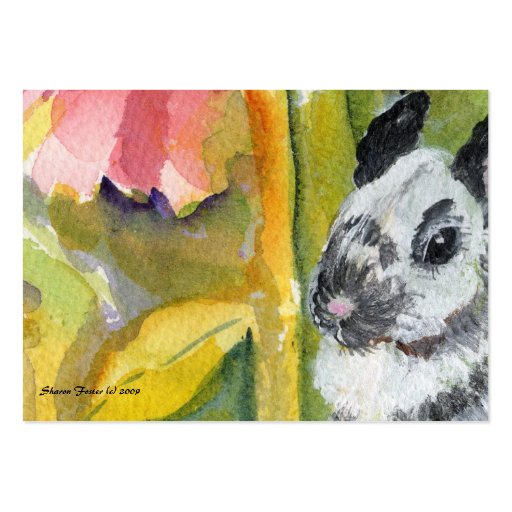 Black & White Bunny ACEO ATC Art Card Business Cards (front side)