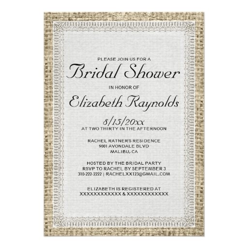 Black & White Burlap Bridal Shower Invitations