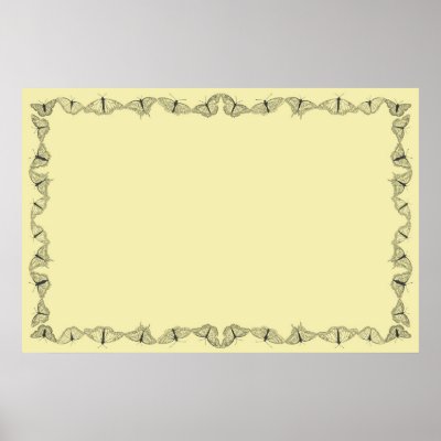 Black White Butterfly Outline Border on Yellow Posters by robert coyne