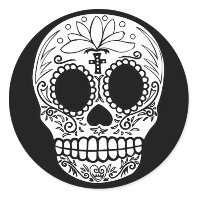 Black White Candy Skull Stickers by jupiterkitten