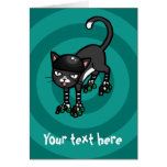 Black white cat Rollerskates customisable template Cards
