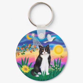 American Short Haired Cat in Twilight - Key Chain