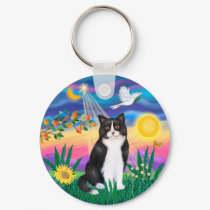 Black & White Cat - Twilight keychains by catartgifts Black & White Cat - Twilight keychains