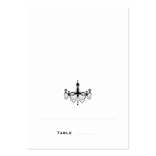 Black & White Chandelier Folded Place Cards Business Card Templates (front side)