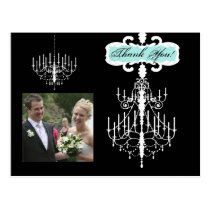 Black, White Chandelier Photo Thank You Postcard postcards