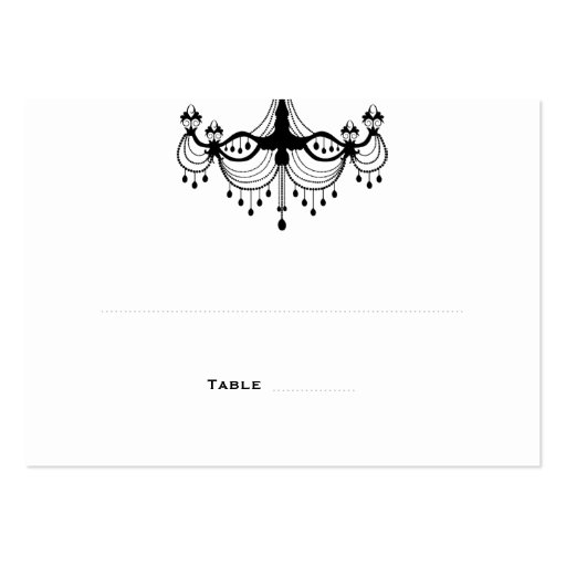 Black & White Chandelier Place Cards Business Cards (front side)