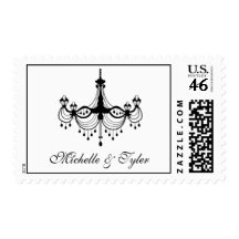 Black & White Chandelier Postage Stamps