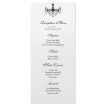 Black & White Chandelier Reception Menu Custom Rack Cards