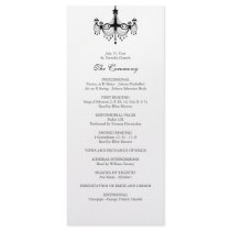 Black & White Chandelier Wedding Program Custom Rack Cards