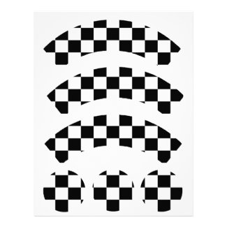 Black & White Checkerboard Cupcake Wrapper Customized Letterhead
