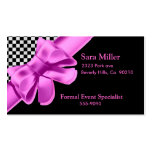 Black & White Checkerboard Pink Bow Set business cards