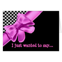 Black & White Checkerboard Pink Bow Set Greeting Cards