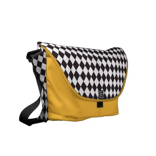 Black white checkerboard Rickshaw messenger bag