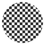 Black & White Checkerboard Round Stickers