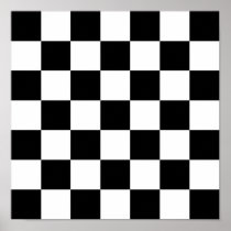 Black & White Checkered Pattern posters