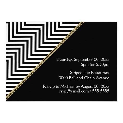 Black white chevron bachelor CUSTOM Personalized Invitation