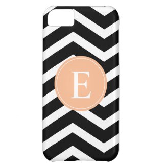 Black White Chevron Orange Monogram iPhone 5C Cases