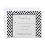 Black & White Chevron Print Wedding Response Card Personalized Invite