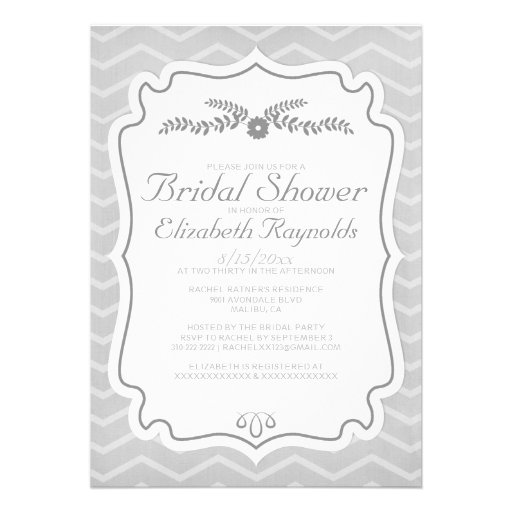 Black & White Chevron Stripes Bridal Shower Invite