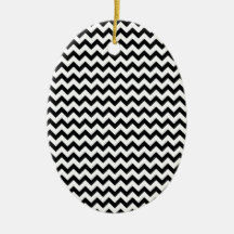 Black White Chevrons Christmas Ornaments