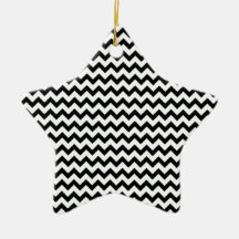 Black White Chevrons Christmas Tree Ornament
