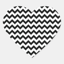 Black White Chevrons Heart Stickers