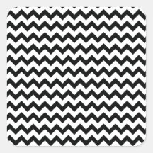 Black White Chevrons Square Stickers