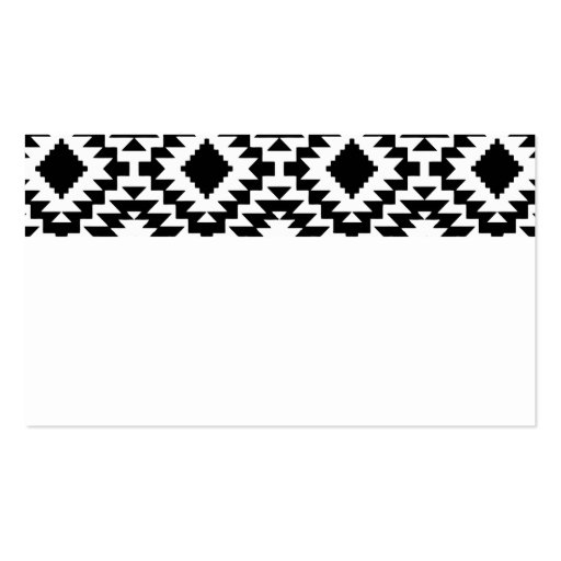 Black & White Chic Aztec Tribal Monogrammed Business Cards (back side)