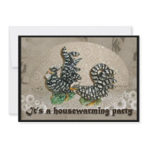Black & White Chickens Housewarming Invitation