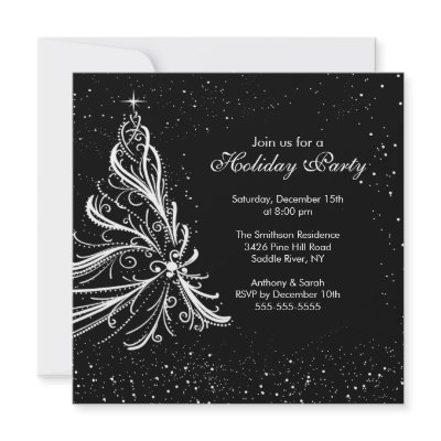 Elegant Black & White Holiday Party Invitation (10-pack)