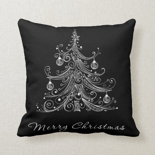 Black & White Christmas Tree Pillow | Zazzle