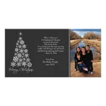 Black & White Christmas Xmas Tree Photo Card