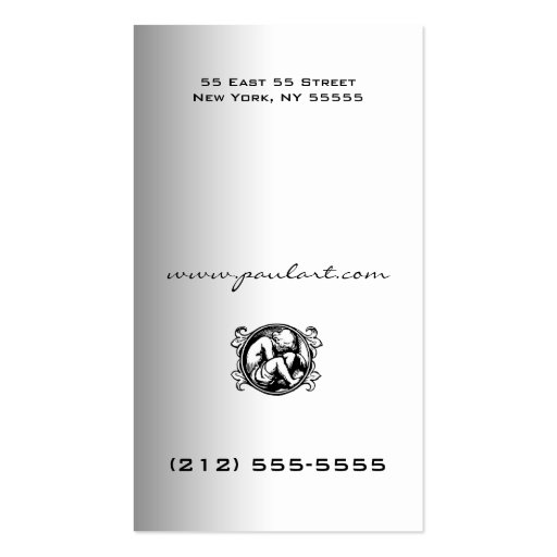 Black White Chrome Business Card BW 11 Artist (back side)