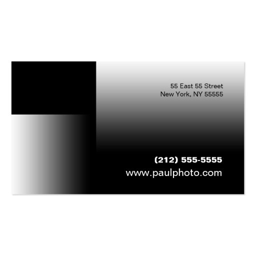 Black White Chrome Business Card BW 7 Photographer (back side)