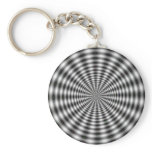 Black &amp; White Circle Striped Optical Illusion Keychain