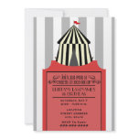 Black & White Circus Tent with Red Ticket Birthday Custom Invites