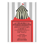 Black & White Circus Tent with Red Ticket Birthday Custom Invites