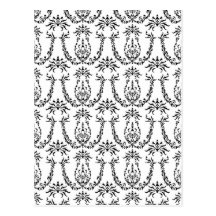Black & White Classic Baroque Pattern Postcard