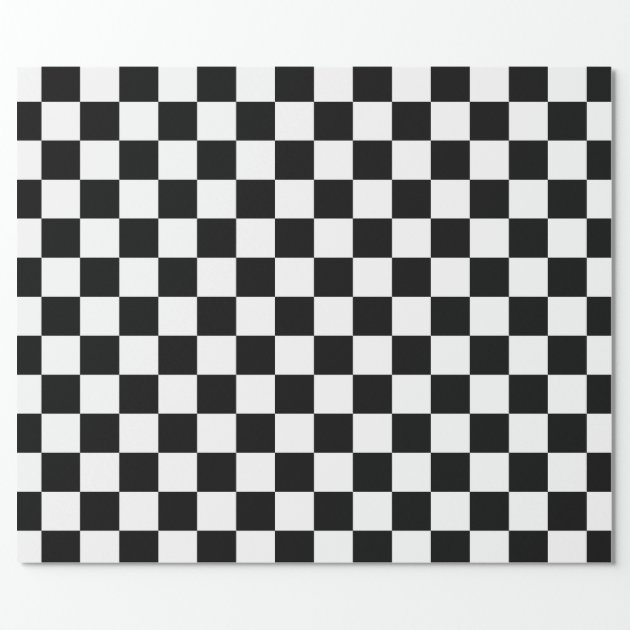 Black White Classic Checker Checkered Flag Wrapping Paper 2/4