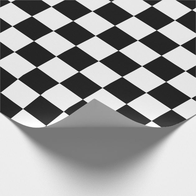 Black White Classic Checker Checkered Flag Wrapping Paper 4/4