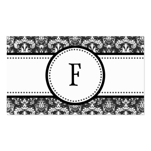 Black & White Classic Damask Mommy Calling /m Business Card (front side)