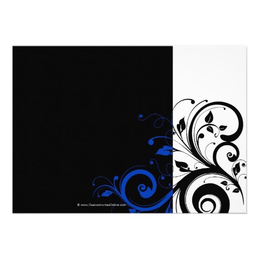 Black/White/Cobalt Blue Bold Swirl Wedding Personalized Announcement