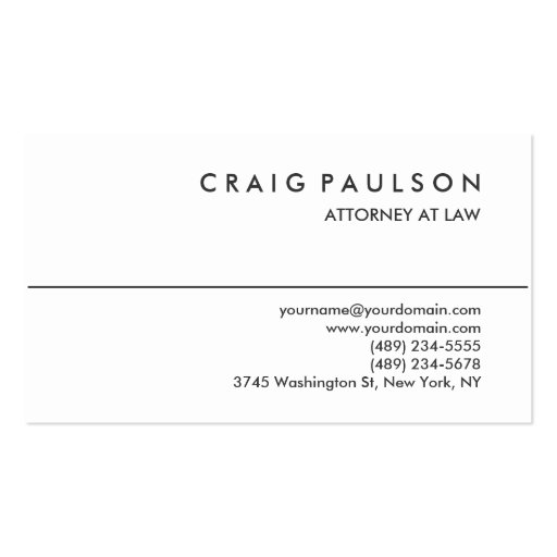 Black White Consultant Attorney Business Card (front side)