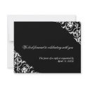 Black white corner scroll enclosure wedding RSVP invitation