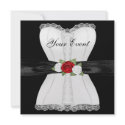 Black White Corset Red White Roses Flower Bow invitation