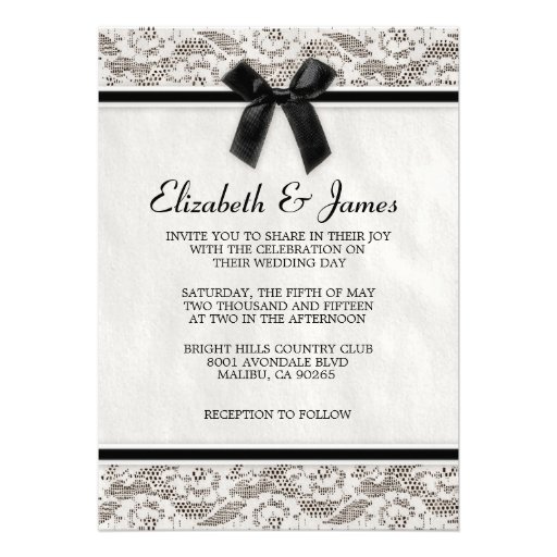 Black & White Country Lace Wedding Invitations