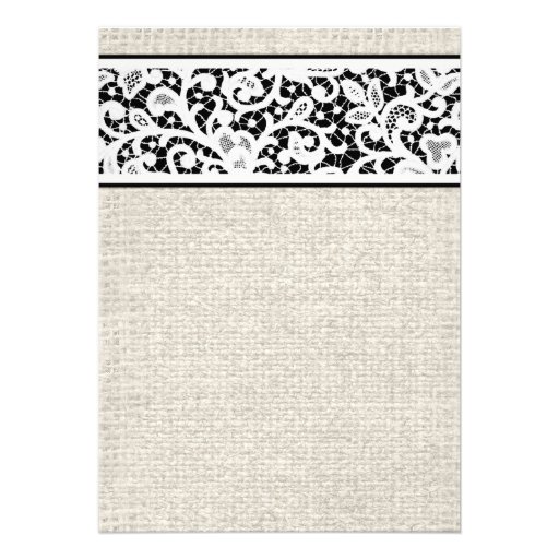 Black White Country Linen Wedding Invitations