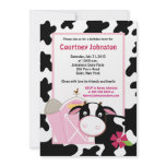 Black &amp; White Cow 5x7 Birthday Invitation