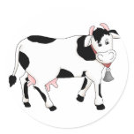 Black &amp; White Cow Round Sticker