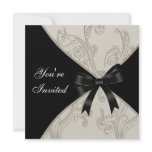 Black White Cream Swirl Party Custom Invitation